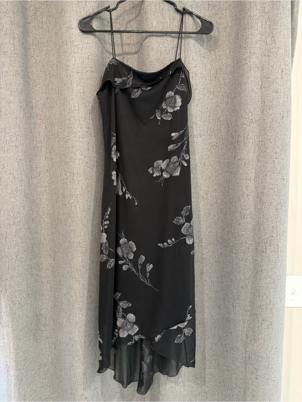 Byer Too vintage Black Floral Slip Dress with Sheer overlay size M